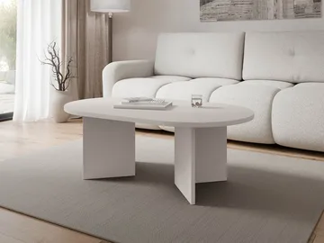 Zyleron Ovalt Soffbord 110x65 cm med Ljust Träutseende och Panelben - Beige - Möbler - Vardagsrum - Soffbord & vardagsrumsbord - Soffbord