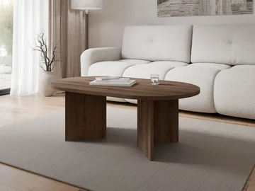 Zyleron Ovalt Soffbord 110x65 cm med Mörkt Träutseende och Panelben - Brun - Möbler - Vardagsrum - Soffbord & vardagsrumsbord - Soffbord