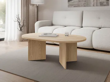 Zyleron Ovalt Soffbord 110x65 cm med Trä- och Ekutseende och Panelben - Ljusbrun - Möbler - Vardagsrum - Soffbord & vardagsrumsbord - Soffbord