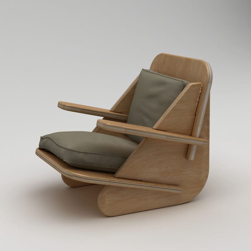 Vatira Öronlappsfåtölj - Naturligt trä och khaki - Möbler - Vardagsrum - Fåtöljer