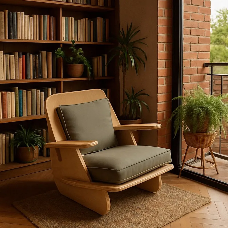 Vatira Öronlappsfåtölj, Naturligt trä och khaki