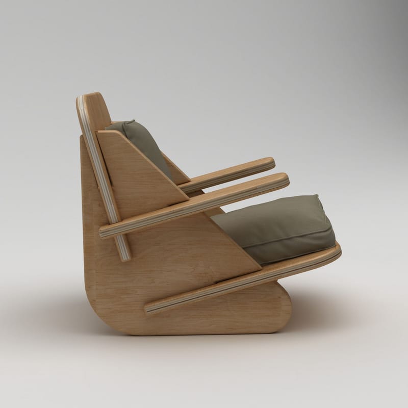 Vatira Öronlappsfåtölj - Naturligt trä och khaki - Möbler - Vardagsrum - Fåtöljer