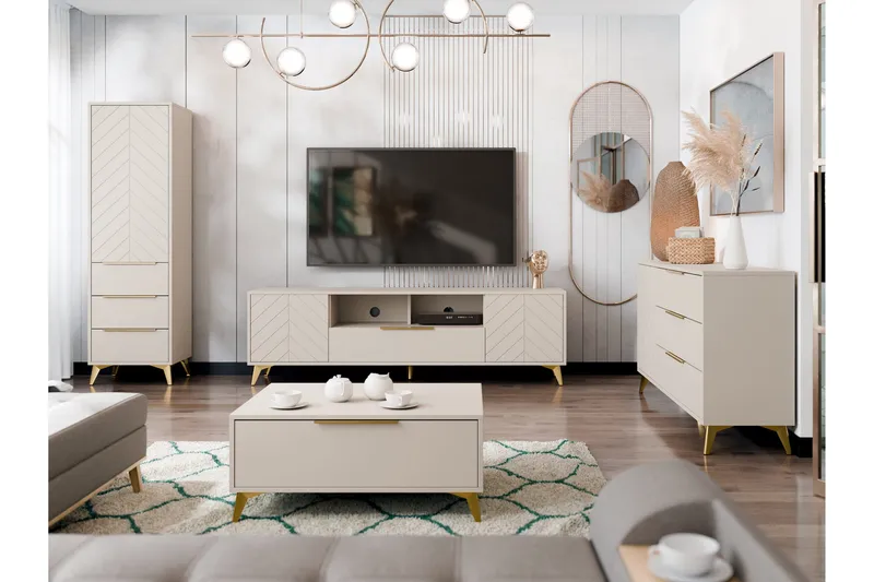 Vemdalen Möbelset För Vardagsrum - Sand beige - Möbler - Vardagsrum - Möbelset för vardagsrum