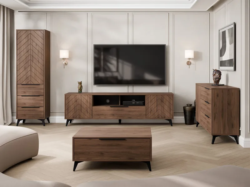 Vemdalen Möbelset vardagsrum - tv-bänk, bokhylla, skänk och soffbord - brun - Möbler - Vardagsrum - Möbelset för vardagsrum