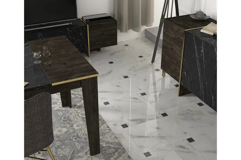 Veyron Möbelset För Vardagsrum - Svart/Guld - Möbler - Vardagsrum - Möbelset för vardagsrum