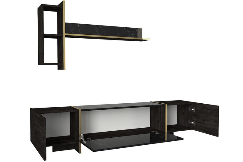 Veyron Möbelset För Vardagsrum - Svart/Guld - Möbler - Vardagsrum - Möbelset för vardagsrum