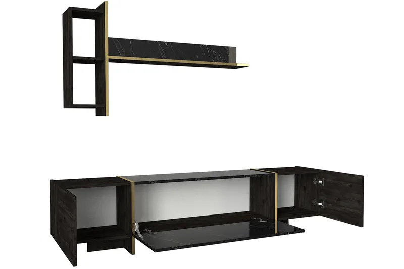 Veyron Möbelset För Vardagsrum - Svart/Guld - Möbler - Vardagsrum - Möbelset för vardagsrum