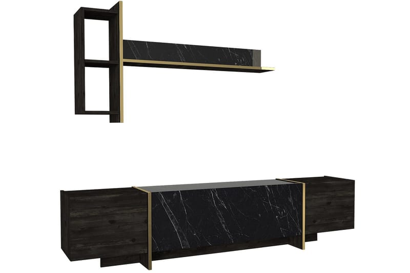 Veyron Möbelset För Vardagsrum - Svart/Guld - Möbler - Vardagsrum - Möbelset för vardagsrum