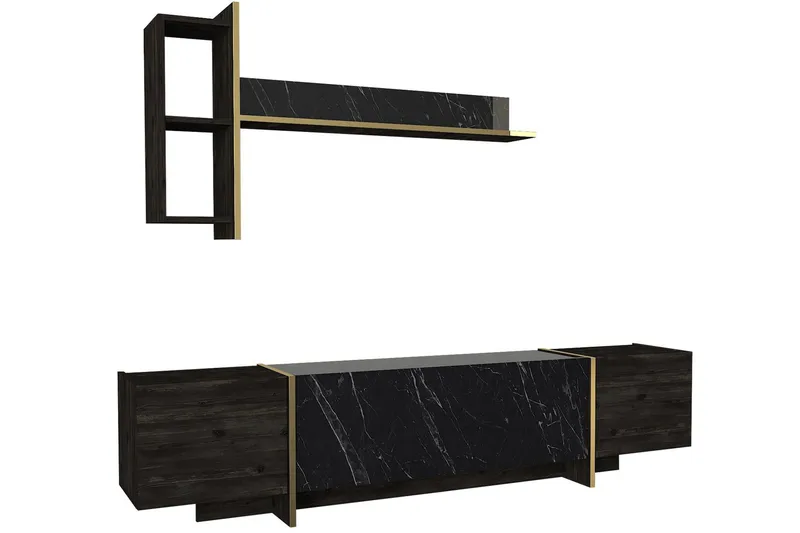 Veyron Möbelset För Vardagsrum - Svart/Guld - Möbler - Vardagsrum - Möbelset för vardagsrum
