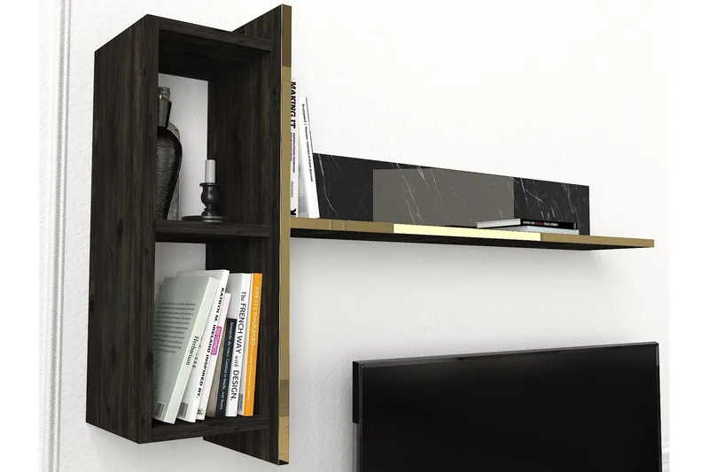 Veyron Möbelset För Vardagsrum - Svart/Guld - Möbler - Vardagsrum - Möbelset för vardagsrum