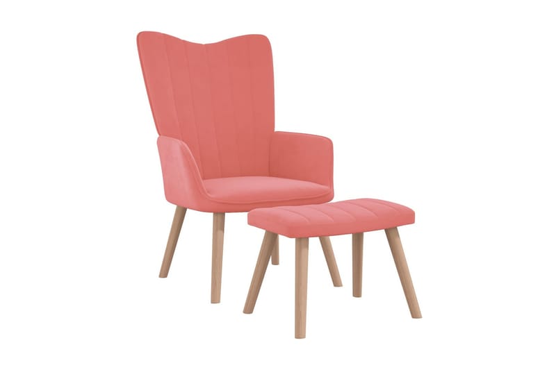 Vilstol med fotpall rosa sammet - Rosa - Möbler - Vardagsrum - Fåtöljer