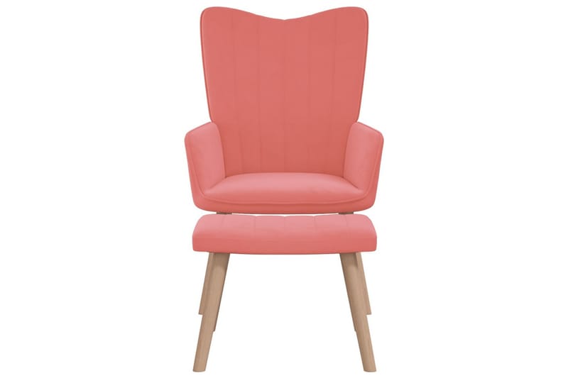 Vilstol med fotpall rosa sammet - Rosa - Möbler - Vardagsrum - Fåtöljer