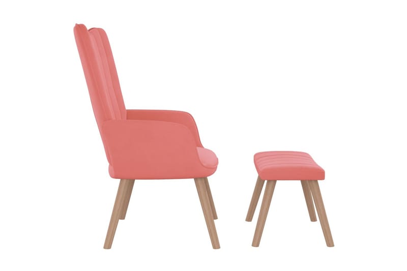 Vilstol med fotpall rosa sammet - Rosa - Möbler - Vardagsrum - Fåtöljer