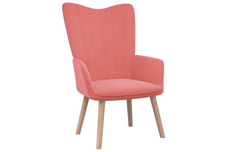 Vilstol med fotpall rosa sammet - Rosa - Möbler - Vardagsrum - Fåtöljer