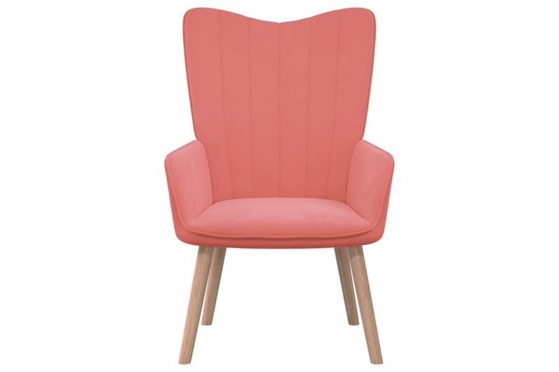 Vilstol med fotpall rosa sammet - Rosa - Möbler - Vardagsrum - Fåtöljer