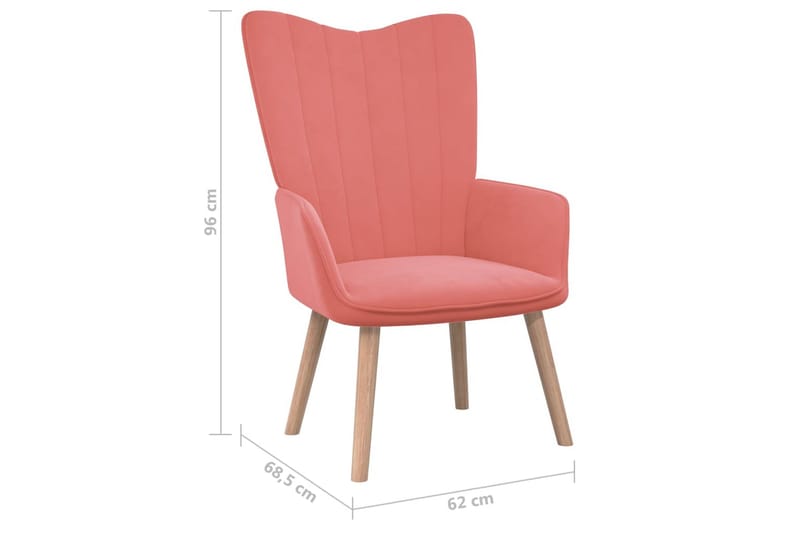 Vilstol med fotpall rosa sammet - Rosa - Möbler - Vardagsrum - Fåtöljer