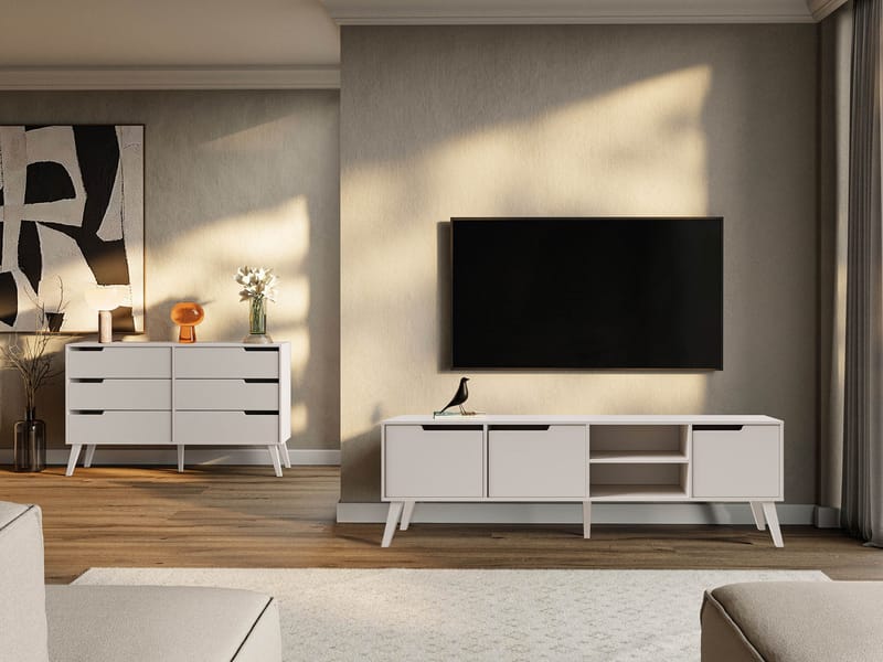 Virello Möbelset vardagsrum - Tv-bänk och skänk - beige - Möbler - Vardagsrum - Möbelset för vardagsrum