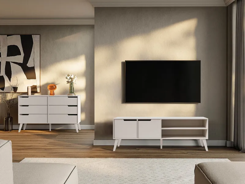 Virello Möbelset vardagsrum - Tv-bänk och skänk - beige - Möbler - Vardagsrum - Möbelset för vardagsrum