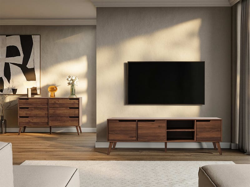Virello Möbelset vardagsrum - Tv-bänk och skänk - brun - Möbler - Vardagsrum - Möbelset för vardagsrum