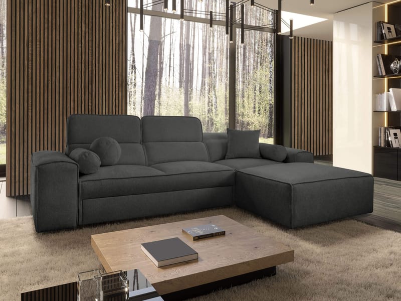 Vitoran 3-sits Bäddsoffa med Divan Högervänd - Antracit - Möbler - Vardagsrum - Bäddsoffor