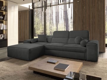 Vitoran 3-sits Bäddsoffa med Divan Vänstervänd - Antracit - Möbler - Vardagsrum - Bäddsoffor