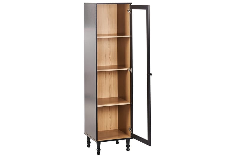 Vitrinskåp Tingledale Svart, ljust trä, 40x38x150 cm - Svart, ljust trä, 40x38x150 cm - Möbler - Vardagsrum - Tv-möbler & mediamöbler