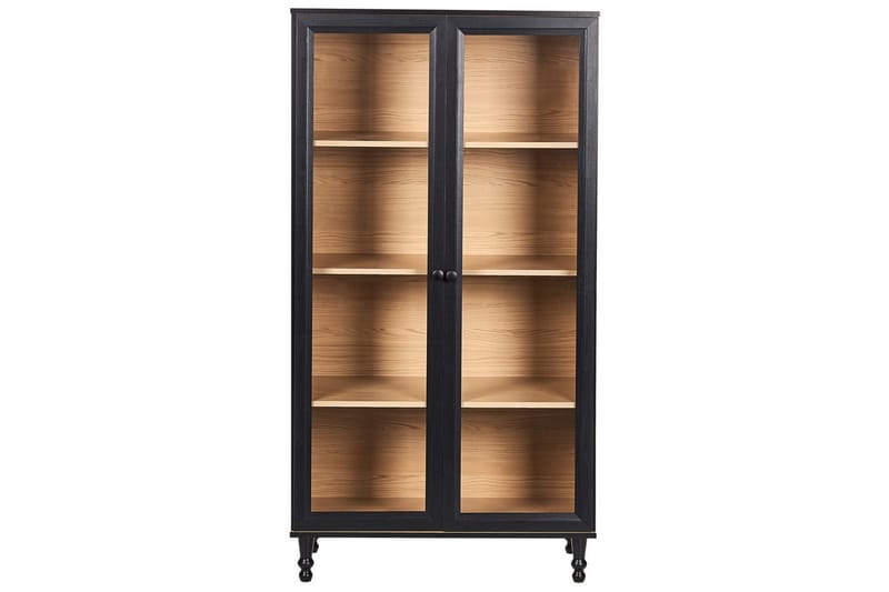 Vitrinskåp Tingledale Svart, ljust trä, 80x40x151 cm - Svart, ljust trä, 80x40x151 cm - Möbler - Vardagsrum - Tv-möbler & mediamöbler