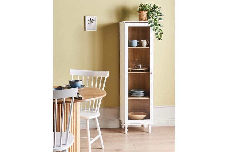 Vitrinskåp Tingledale Vit, ljust trä, 40x38x150 cm - Vit, ljust trä, 40x38x150 cm - Möbler - Vardagsrum - Tv-möbler & mediamöbler