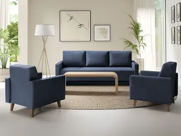 Waldsten Soffgrupp - 3-sits Bäddsoffa + 2 Fåtöljer - blå - Möbler - Vardagsrum - Soffgrupper