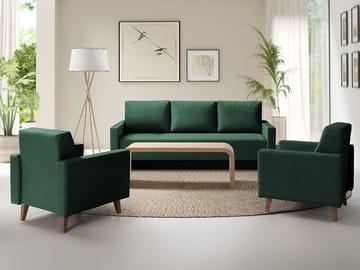 Waldsten Soffgrupp - 3-sits Bäddsoffa + 2 Fåtöljer - grön - Möbler - Vardagsrum - Soffgrupper