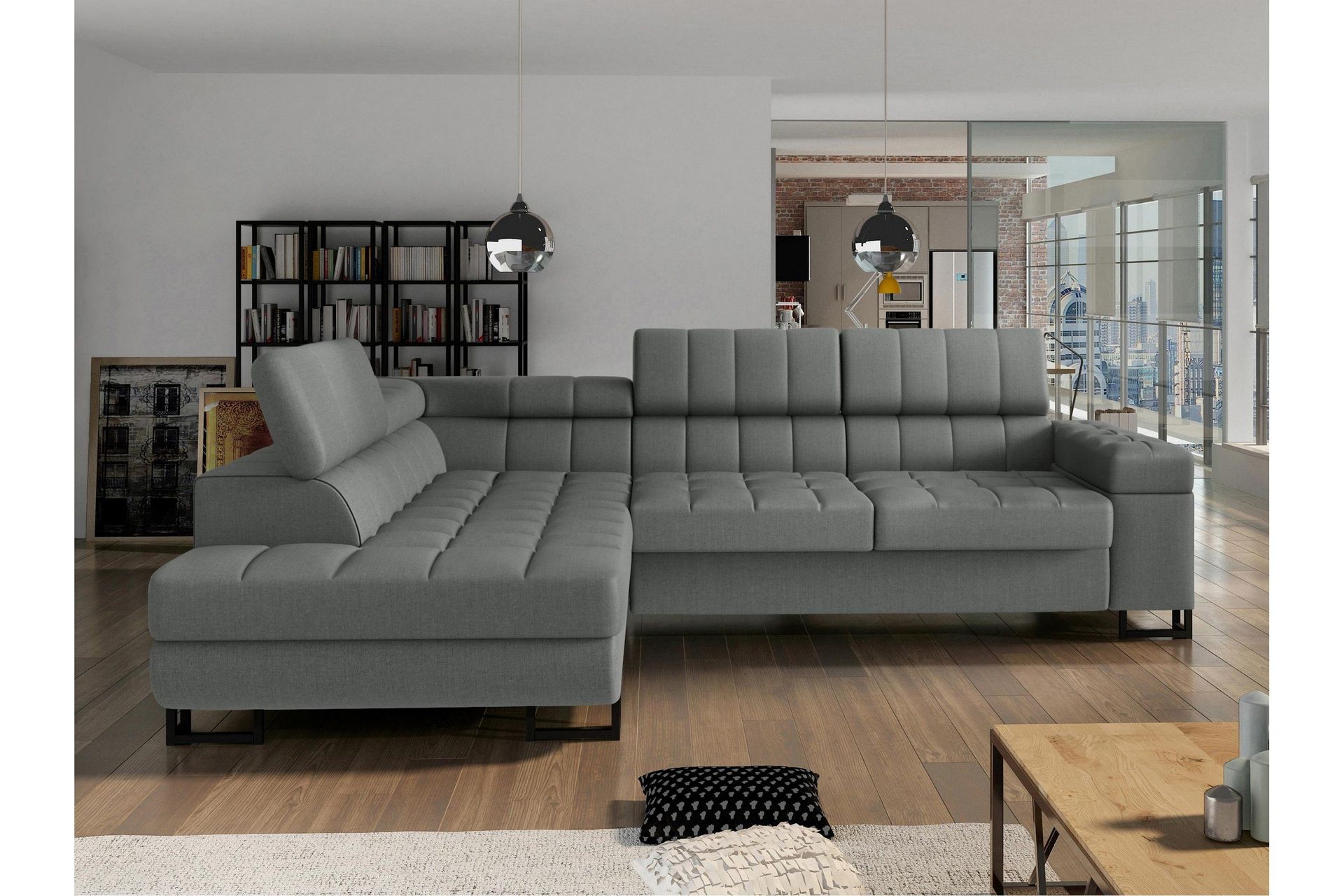 Warwick B&auml;ddsoffa m. Sch&auml;slong 3-sits - Gr&aring;