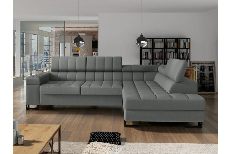 Warwick Bäddsoffa m. Schäslong 3-sits, Grå