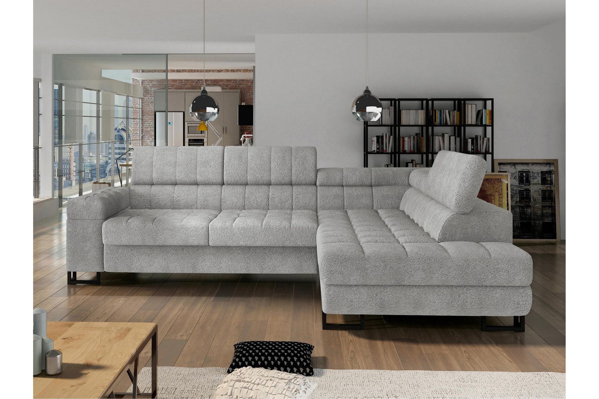 warwick bäddsoffa m. schäslong 3-sits - mörkgrå