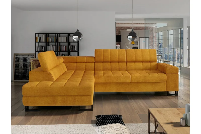 Warwick Bäddsoffa m. Schäslong 3-sits, Svart/Brun