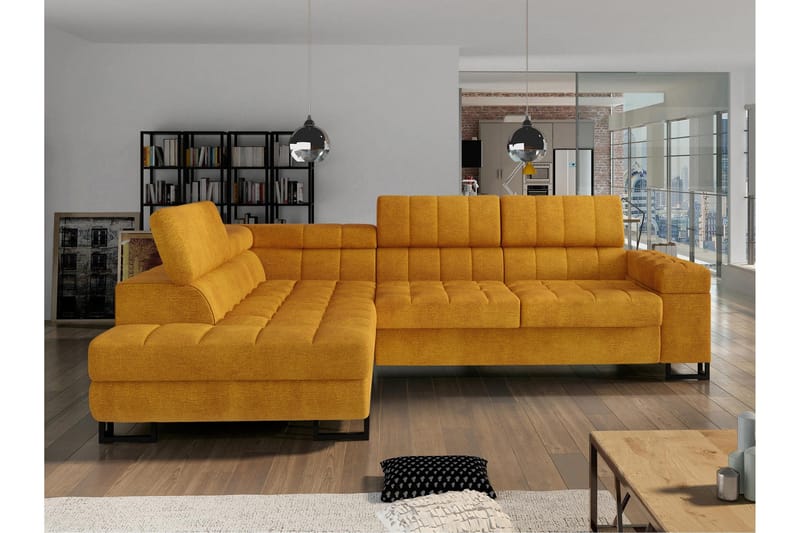 Warwick Bäddsoffa m. Schäslong 3-sits, Svart/Brun