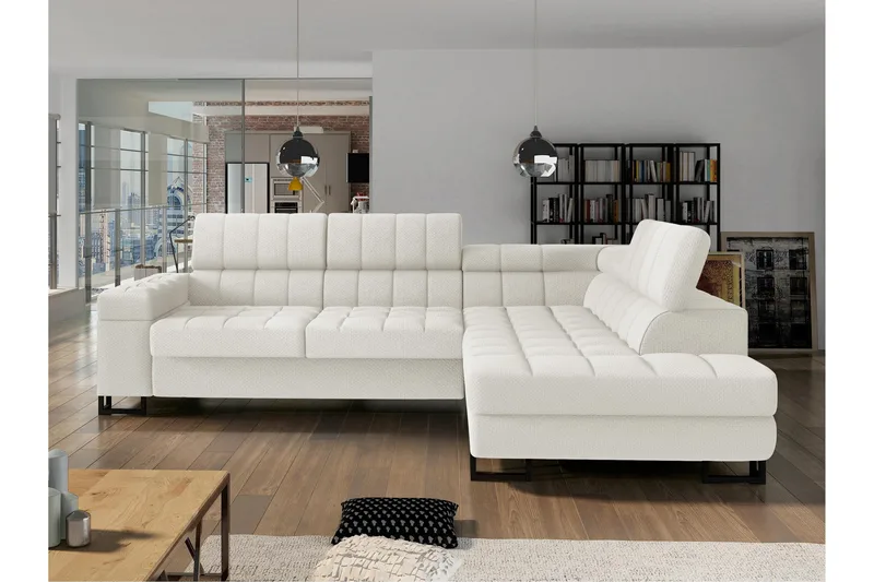 Warwick Bäddsoffa m. Schäslong 3-sits, Vit