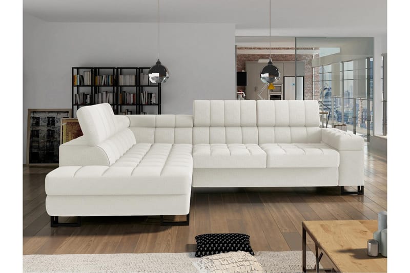 Warwick Bäddsoffa m. Schäslong 3-sits, Vit