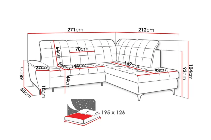 Widald Bäddsoffa med Schäslong 3-sits - Beige - Möbler - Vardagsrum - Bäddsoffor