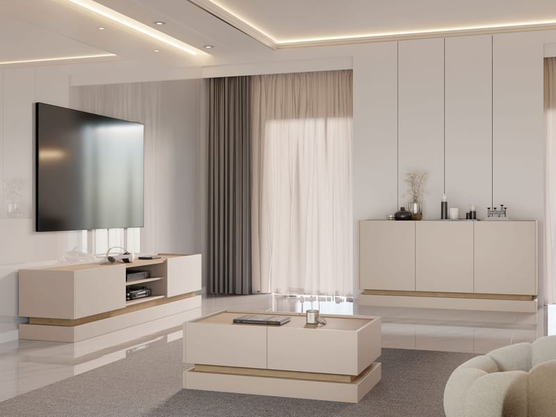 Zelric Möbelset För Vardagsrum - Beige - Möbler - Vardagsrum - Möbelset för vardagsrum