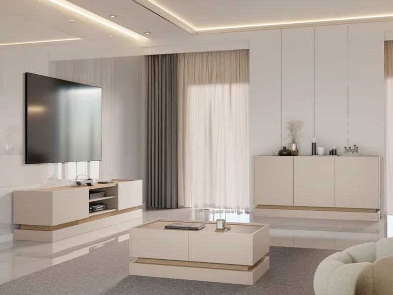 Zelric Möbelset För Vardagsrum - Beige - Möbler - Vardagsrum - Möbelset för vardagsrum