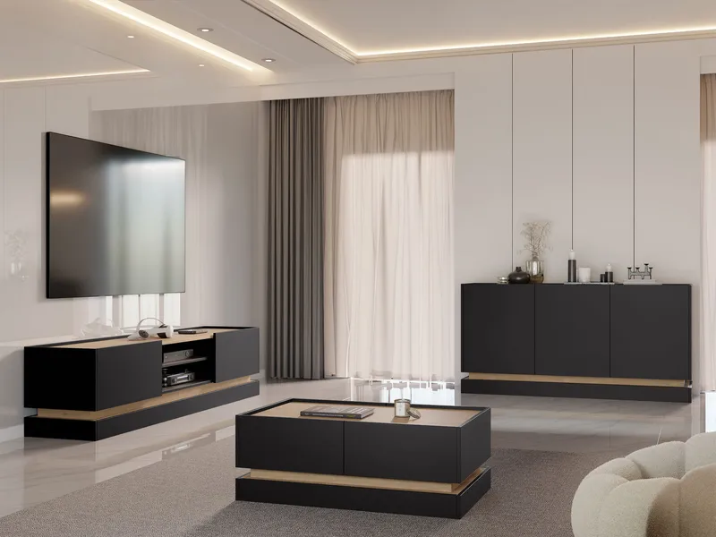 Zelric Möbelset För Vardagsrum - Svart - Möbler - Vardagsrum - Möbelset för vardagsrum