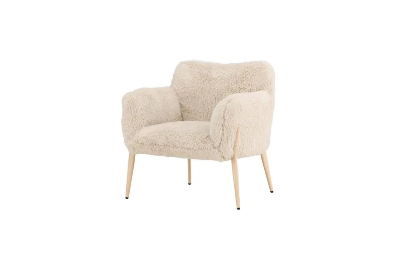 Zenzi Modern Fåtölj i Tyg med Träben, Gräddvit