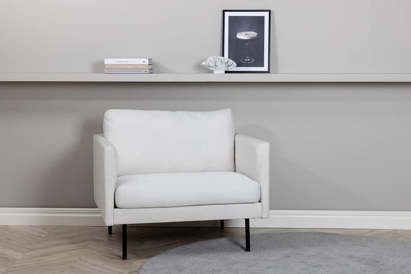 Zoom Modern Fåtölj i Tyg med Metallben - Vit - Möbler - Vardagsrum - Fåtöljer