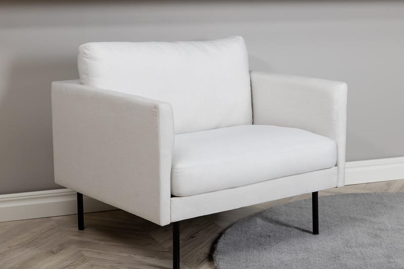 Zoom Modern Fåtölj i Tyg med Metallben - Vit - Möbler - Vardagsrum - Fåtöljer
