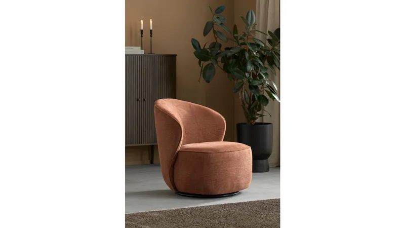 Zorevi Fåtölj med snurrfunktion i tyg - Rostbrun - Möbler - Vardagsrum - Fåtöljer