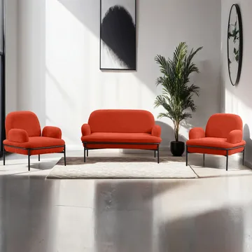 Zyricus Soffgrupp 2-sits Soffa + 2 Fåtöljer Teddy - Tegelröd - Möbler - Vardagsrum - Soffgrupper