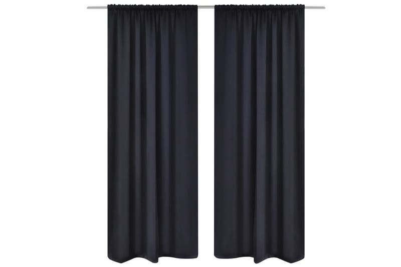 2-pack svarta gardiner med hyskupphängning 135x245 cm - Gardiner & gardinupphängning