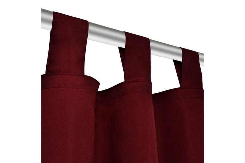 2-pack gardiner med öglor i vinröd microsatin 140x225 cm - Röd - Gardiner & gardinupphängning