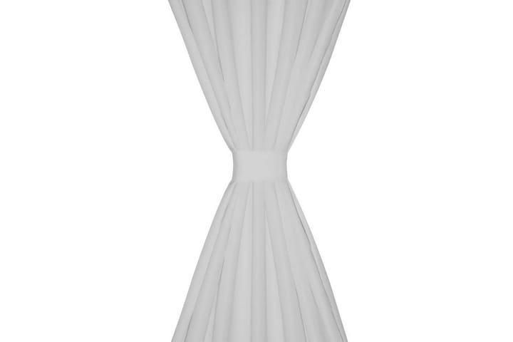2-pack gardiner med öglor i vit microsatin 140x245 cm -   - Gardiner & gardinupphängning
