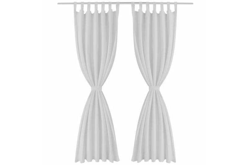 2-pack gardiner med öglor i vit microsatin 140x245 cm -   - Gardiner & gardinupphängning